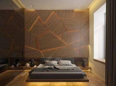 Geometrik Panelli Yatak Başı